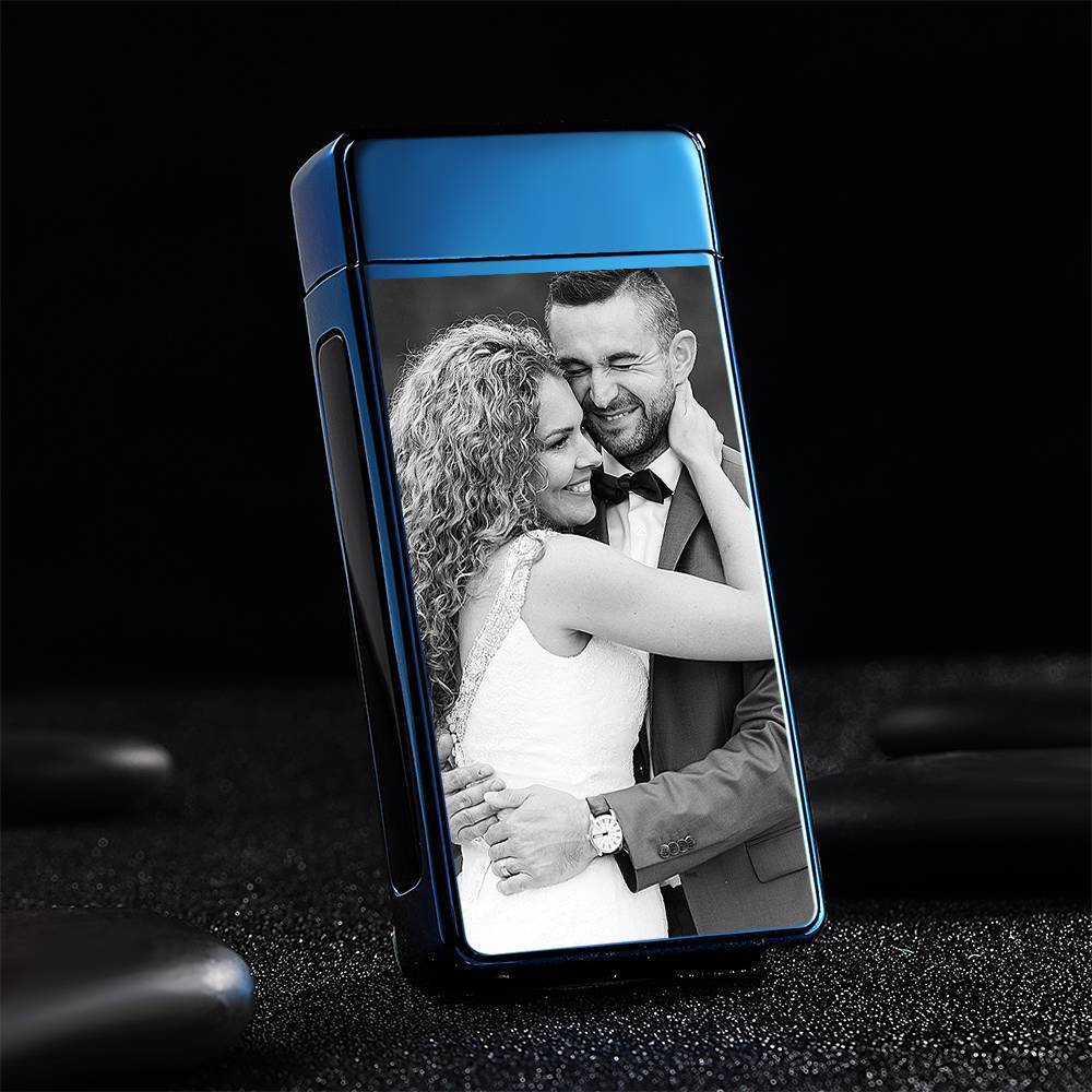 Photo Lighter Custom Photo Engraved Lighter Blue Couple S Gift