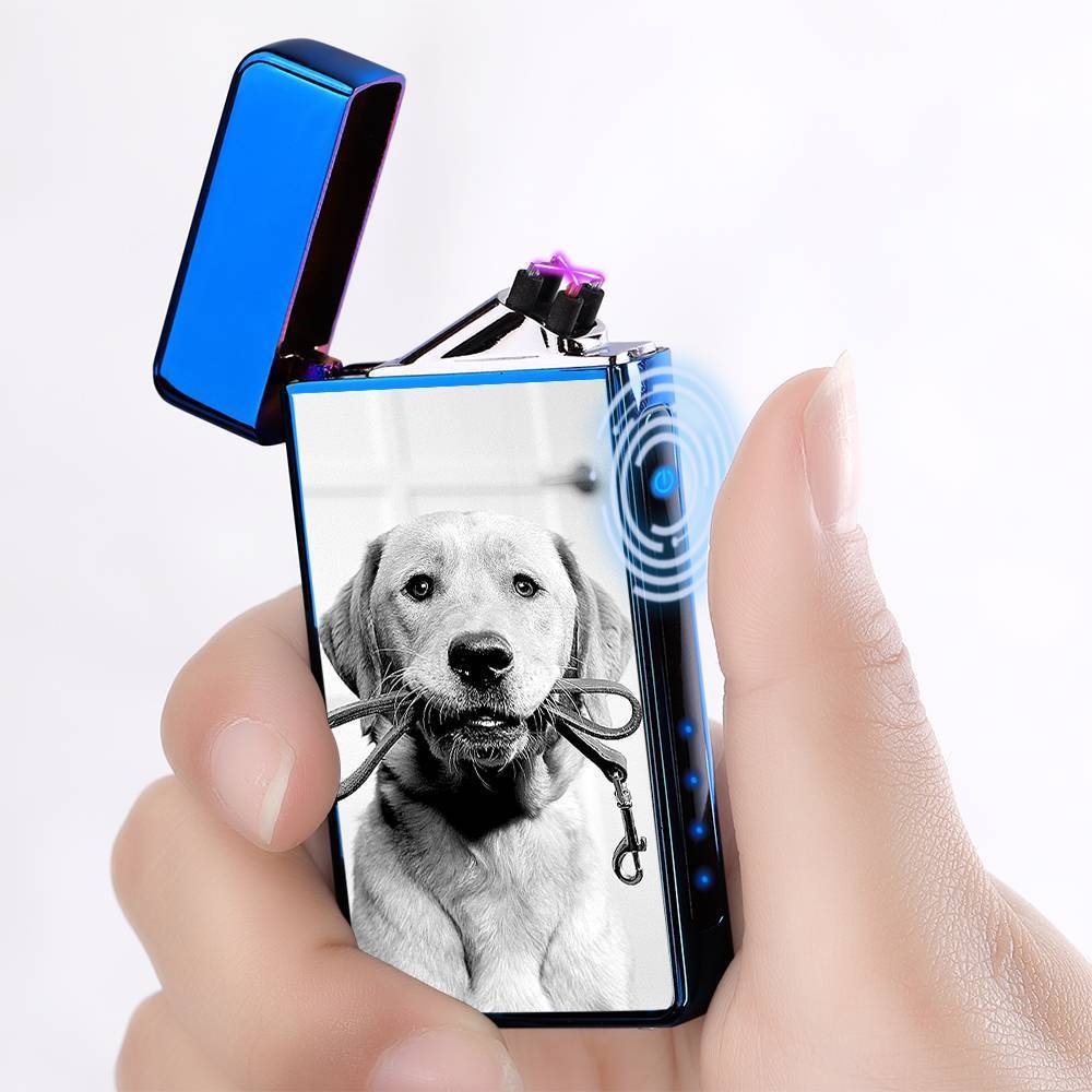 Photo Lighter Custom Photo Engraved Lighter Blue Cute Pet