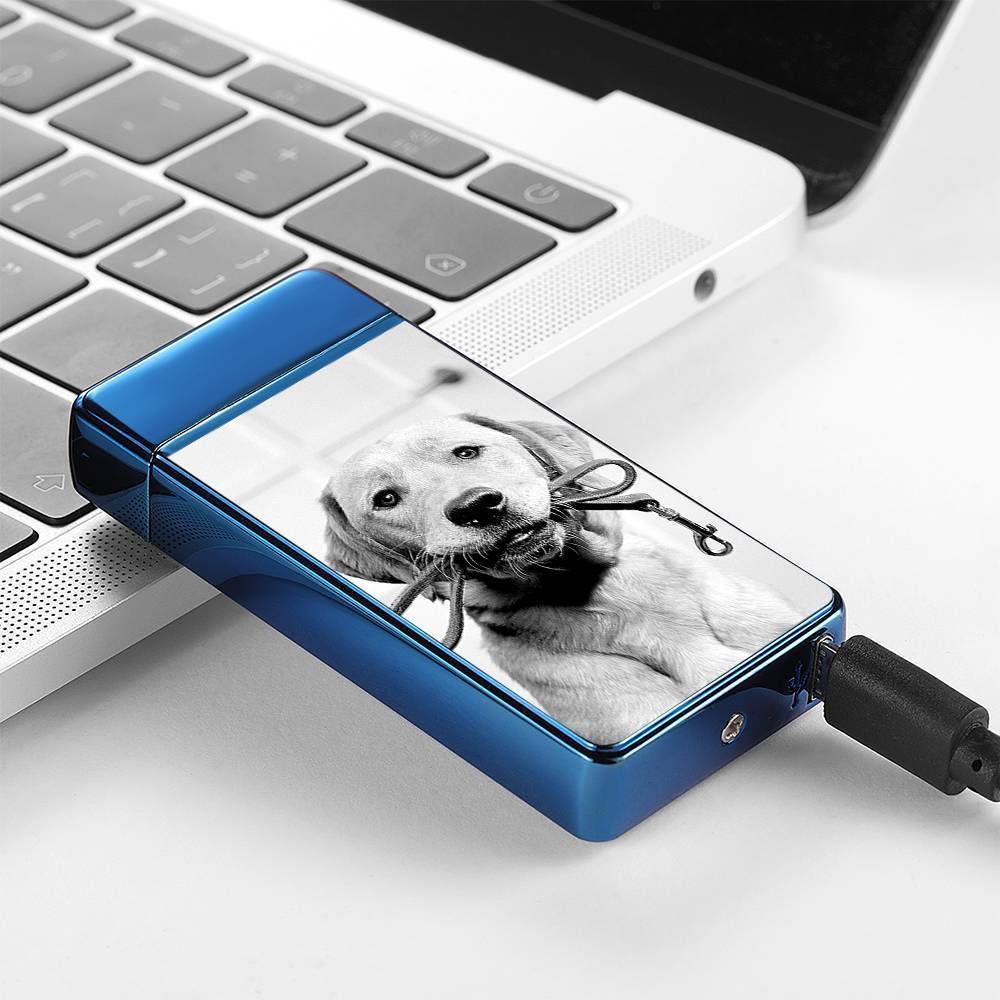 Photo Lighter Custom Photo Engraved Lighter Blue Cute Pet