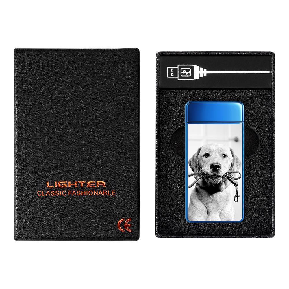 Photo Lighter Custom Photo Engraved Lighter Blue Cute Pet