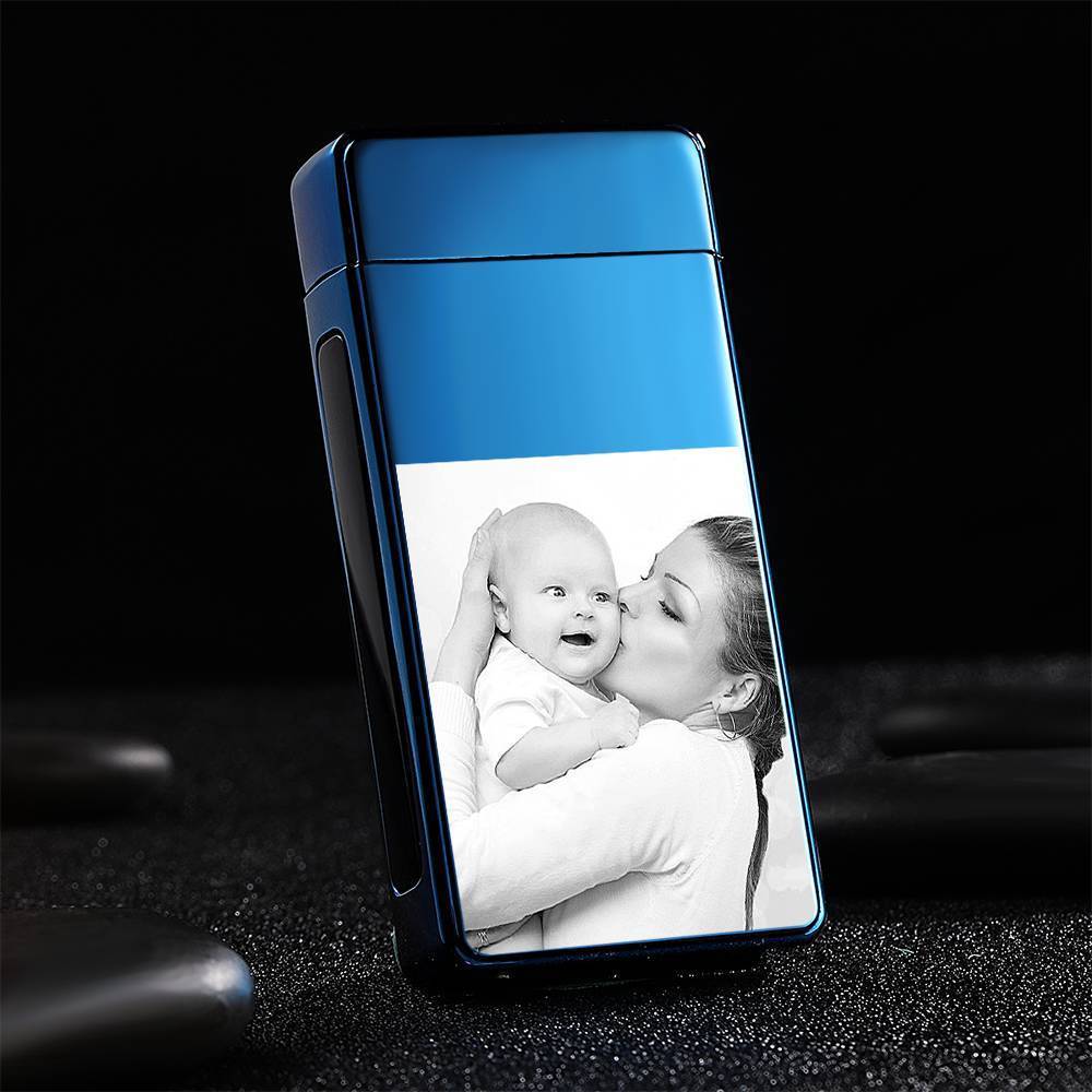 Christmas Gift Photo Lighter With Engraving Electric Lighter Blue