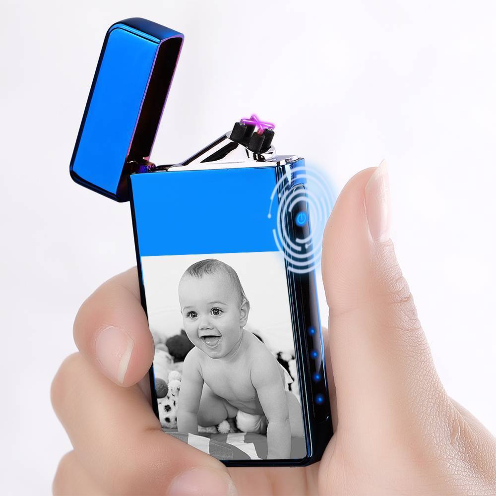 Photo Lighter With Engraving Electric Lighter Great Gift Blue