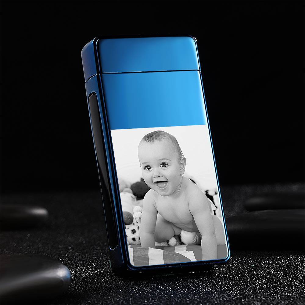 Photo Lighter With Engraving Electric Lighter Great Gift Blue