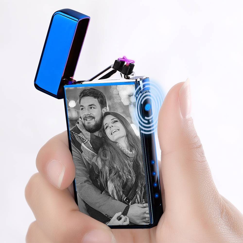 Photo Lighter Custom Photo Engraved Lighter Blue Christmas Gift