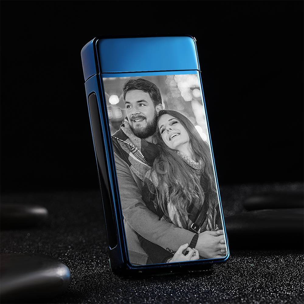 Photo Lighter Custom Photo Engraved Lighter Blue Christmas Gift