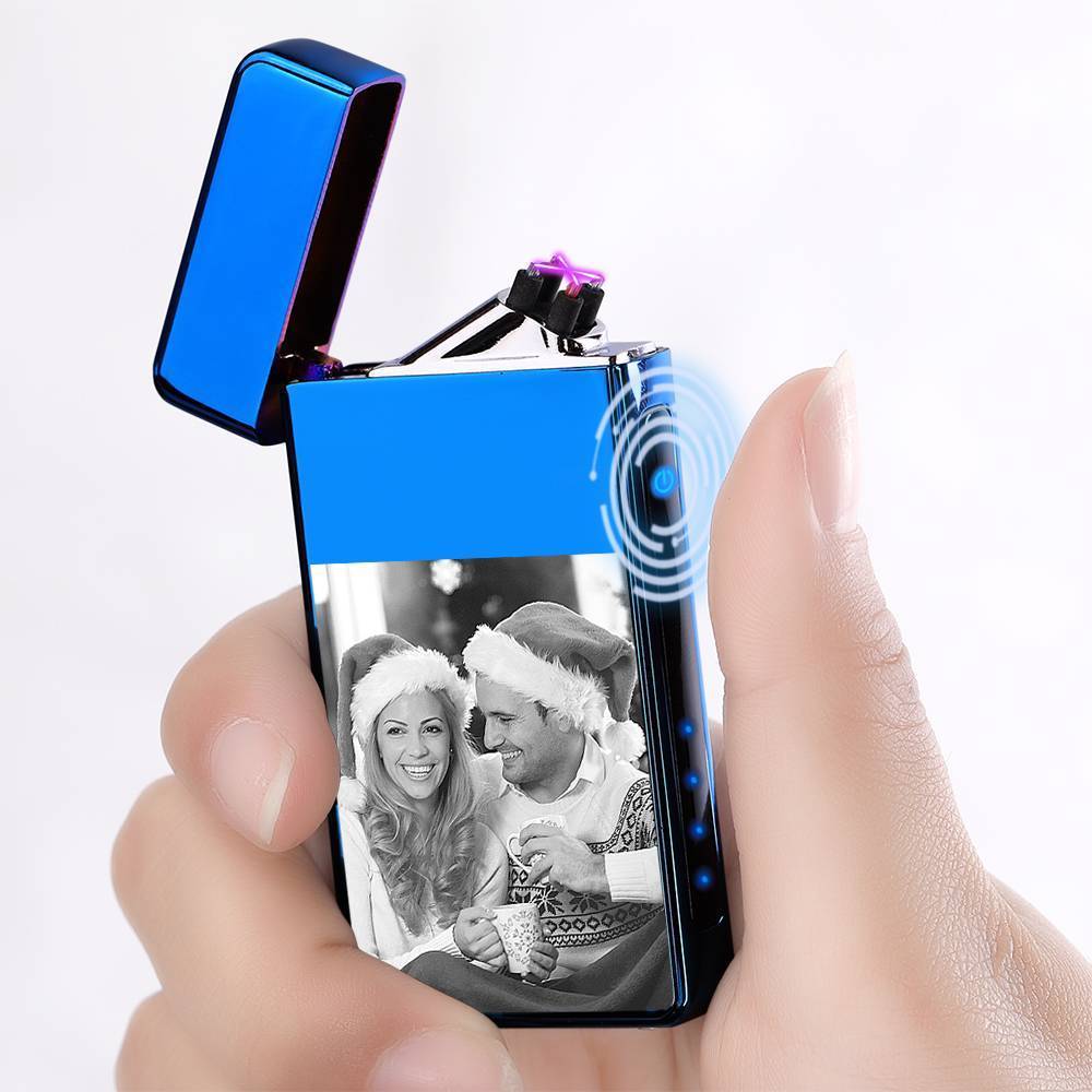 Christmas Gift Photo Lighter Custom Photo Engraved Lighter Blue