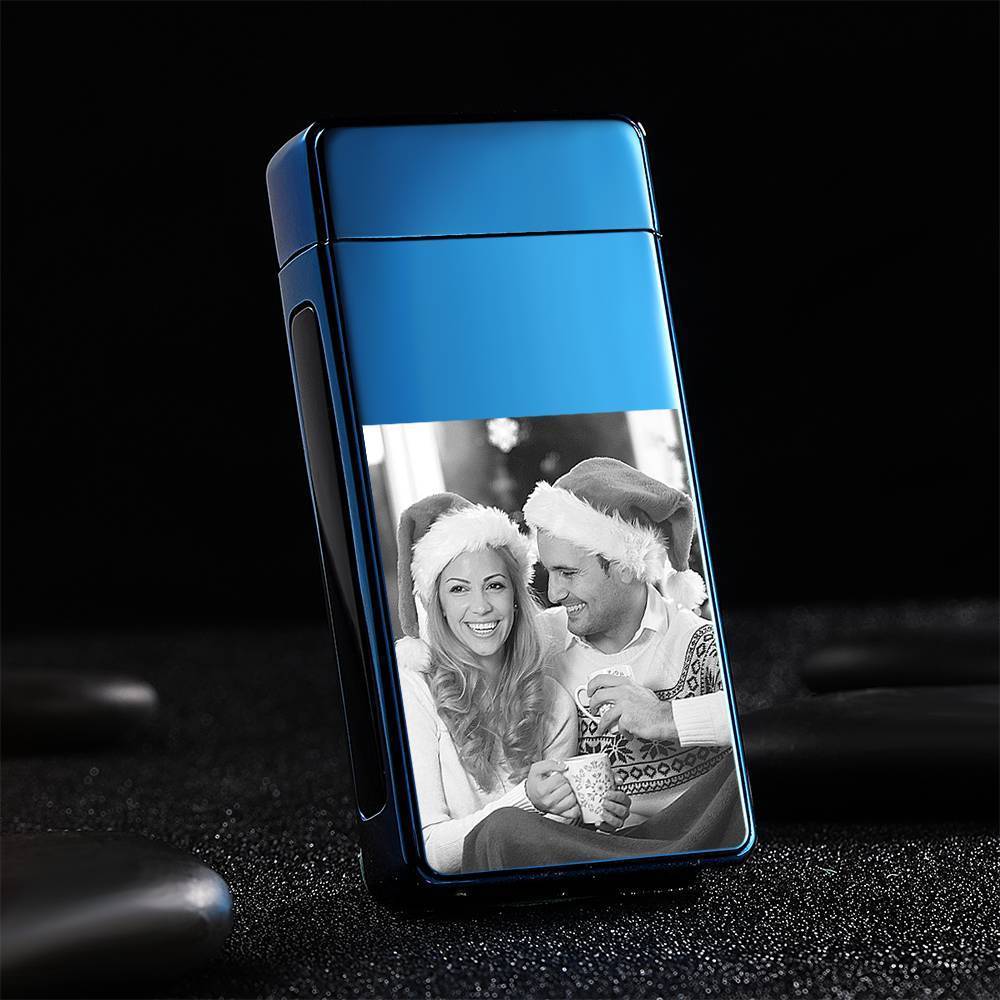 Christmas Gift Photo Lighter Custom Photo Engraved Lighter Blue