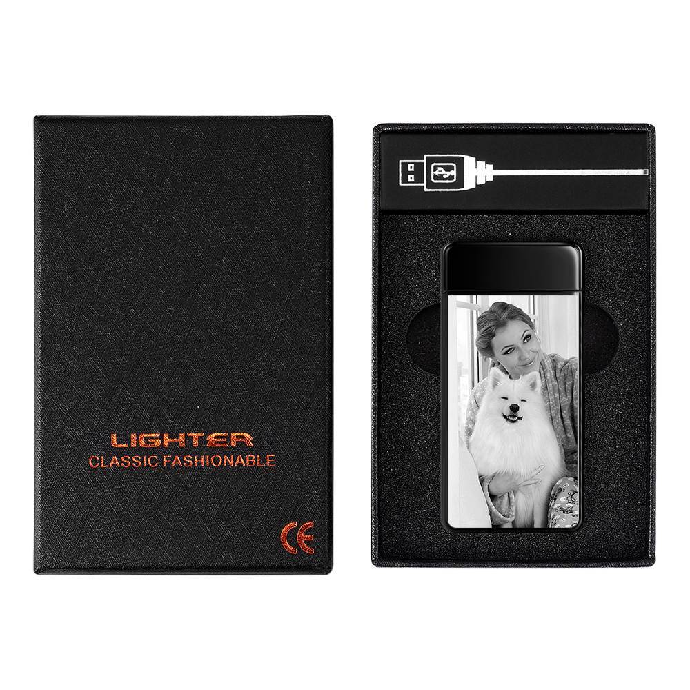 Photo Lighter Custom Photo Engraved Lighter Black Cute Pet