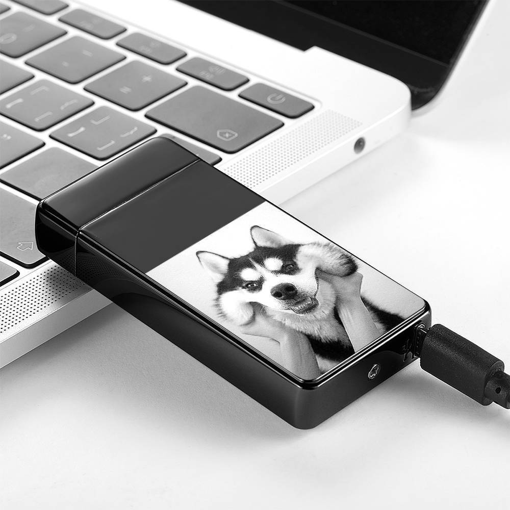 Photo Engraved Lighter Electric Lighter Black
