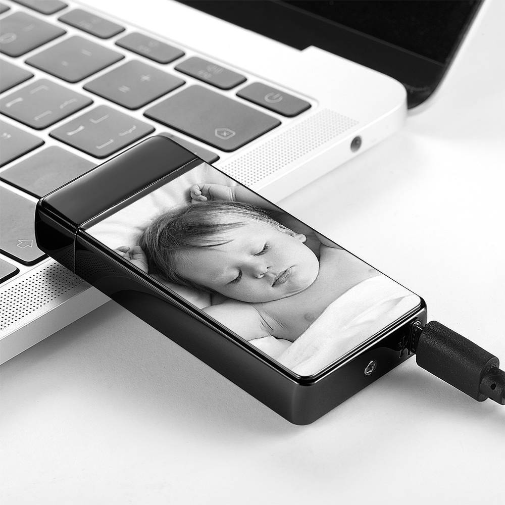 Photo Lighter Custom Photo Engraved Lighter Black Memorial Gift