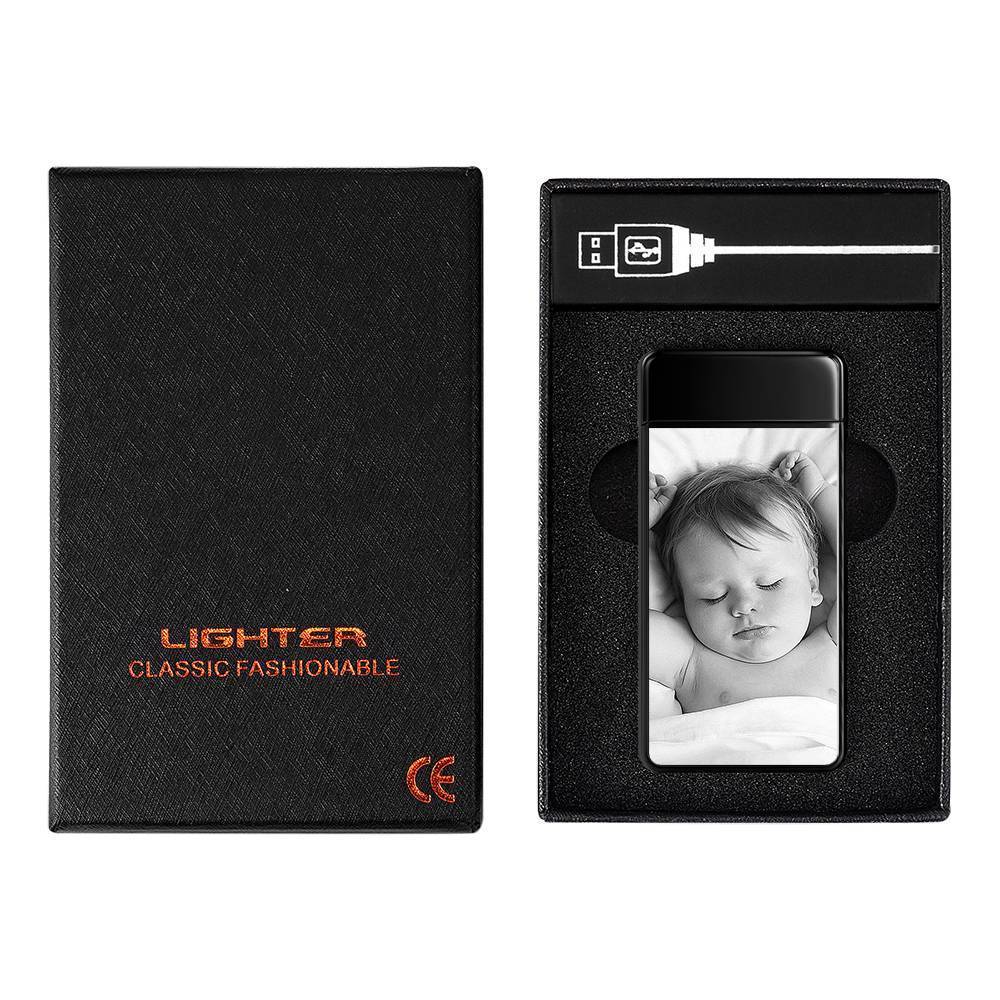 Photo Lighter Custom Photo Engraved Lighter Black Memorial Gift