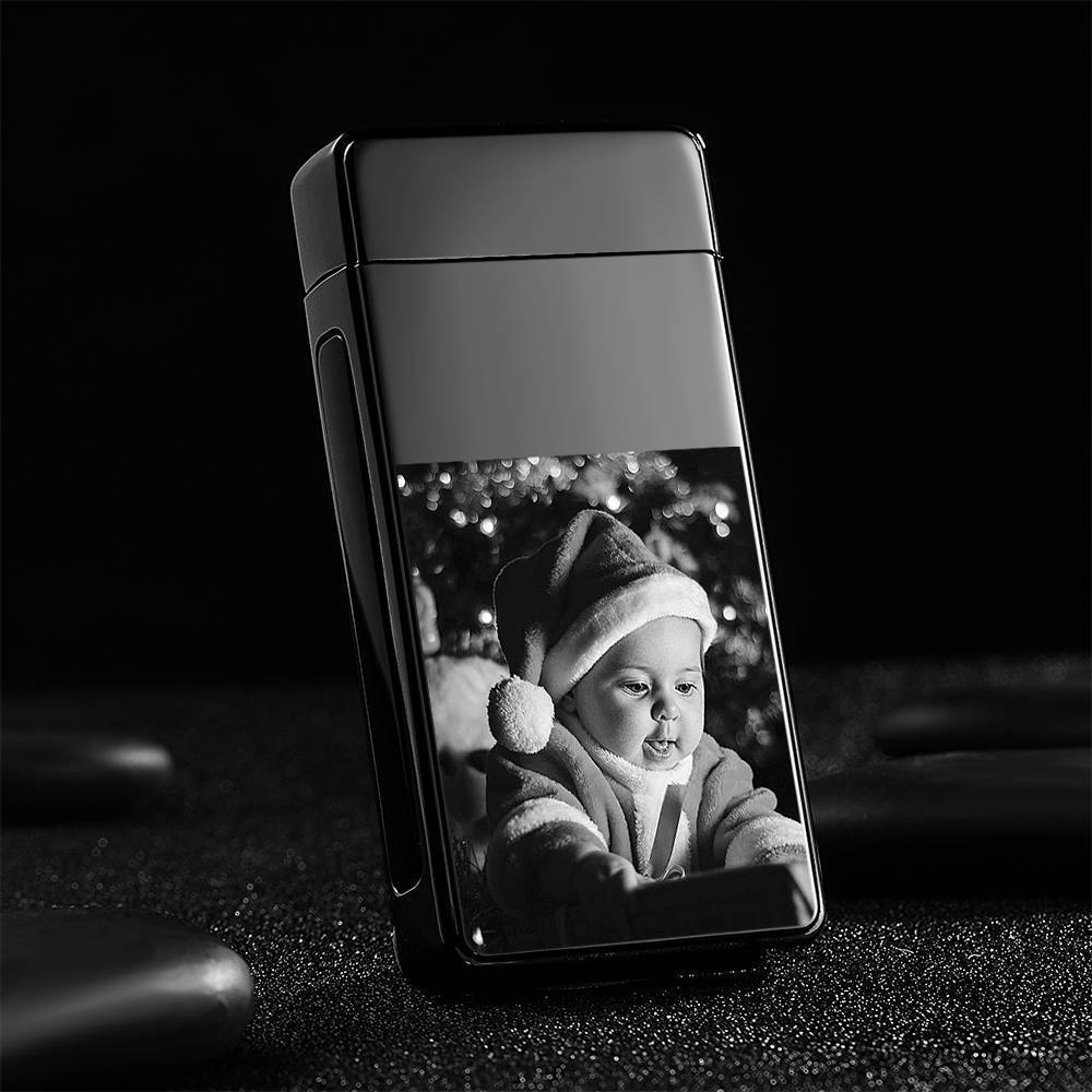 Christmas Gift Photo Lighter Custom Photo Engraved Lighter Black