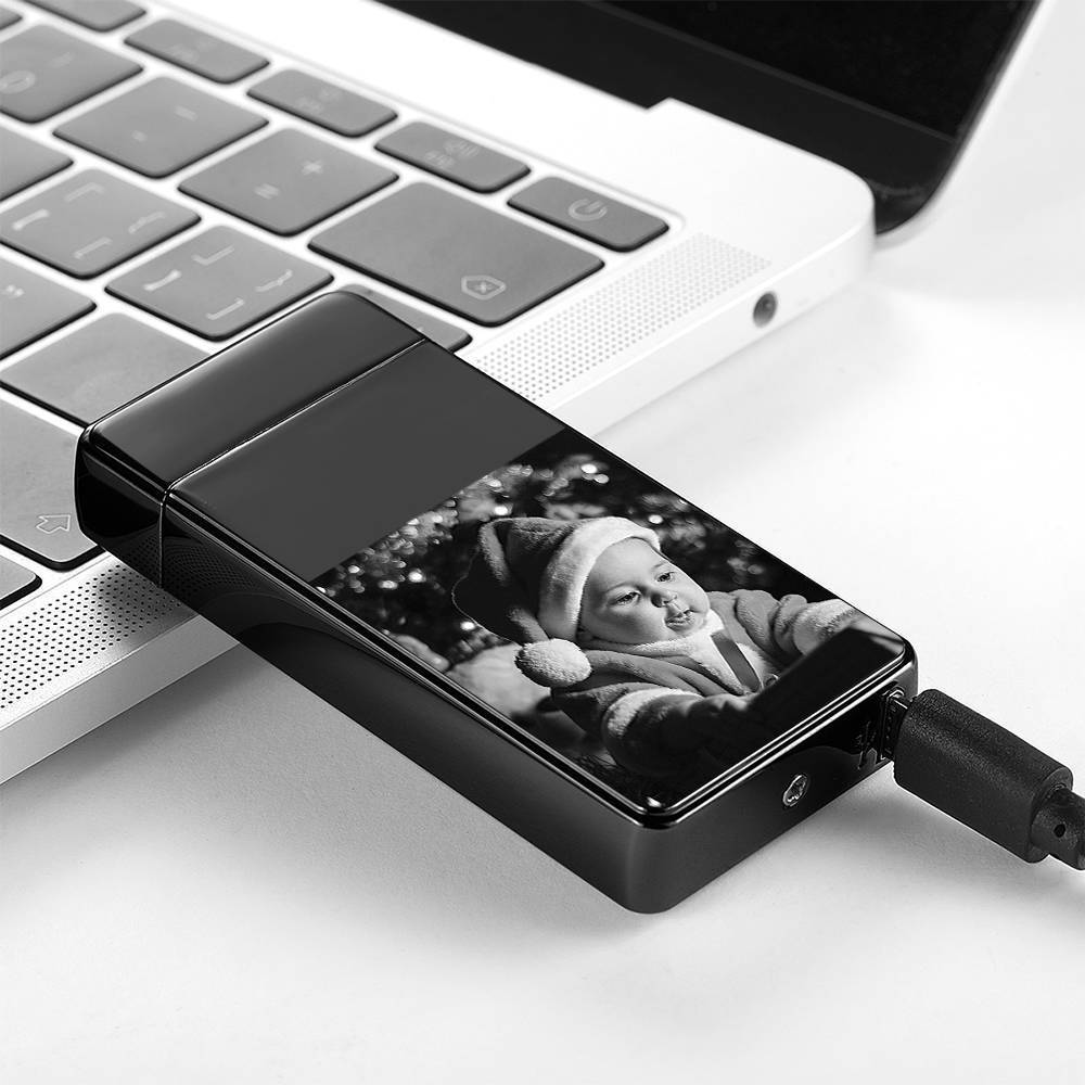 Christmas Gift Photo Lighter Custom Photo Engraved Lighter Black