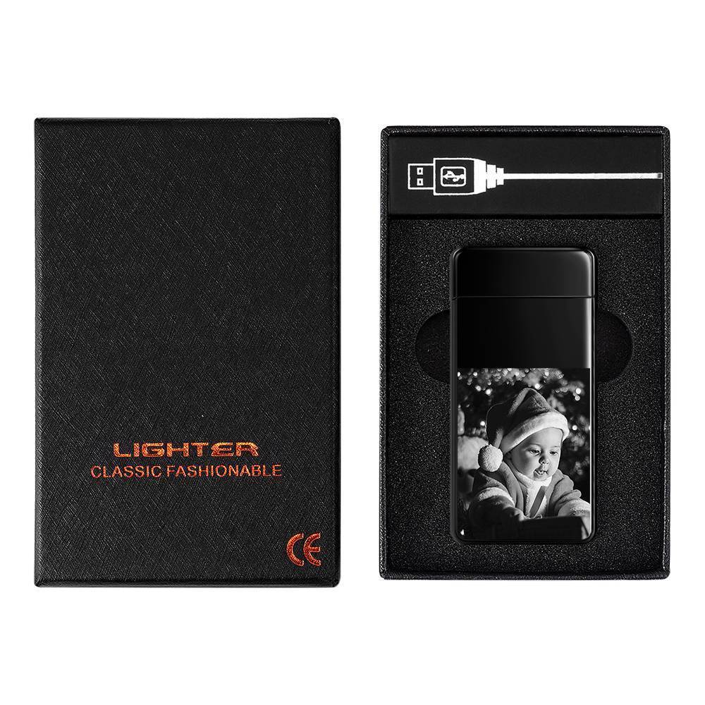 Christmas Gift Photo Lighter Custom Photo Engraved Lighter Black