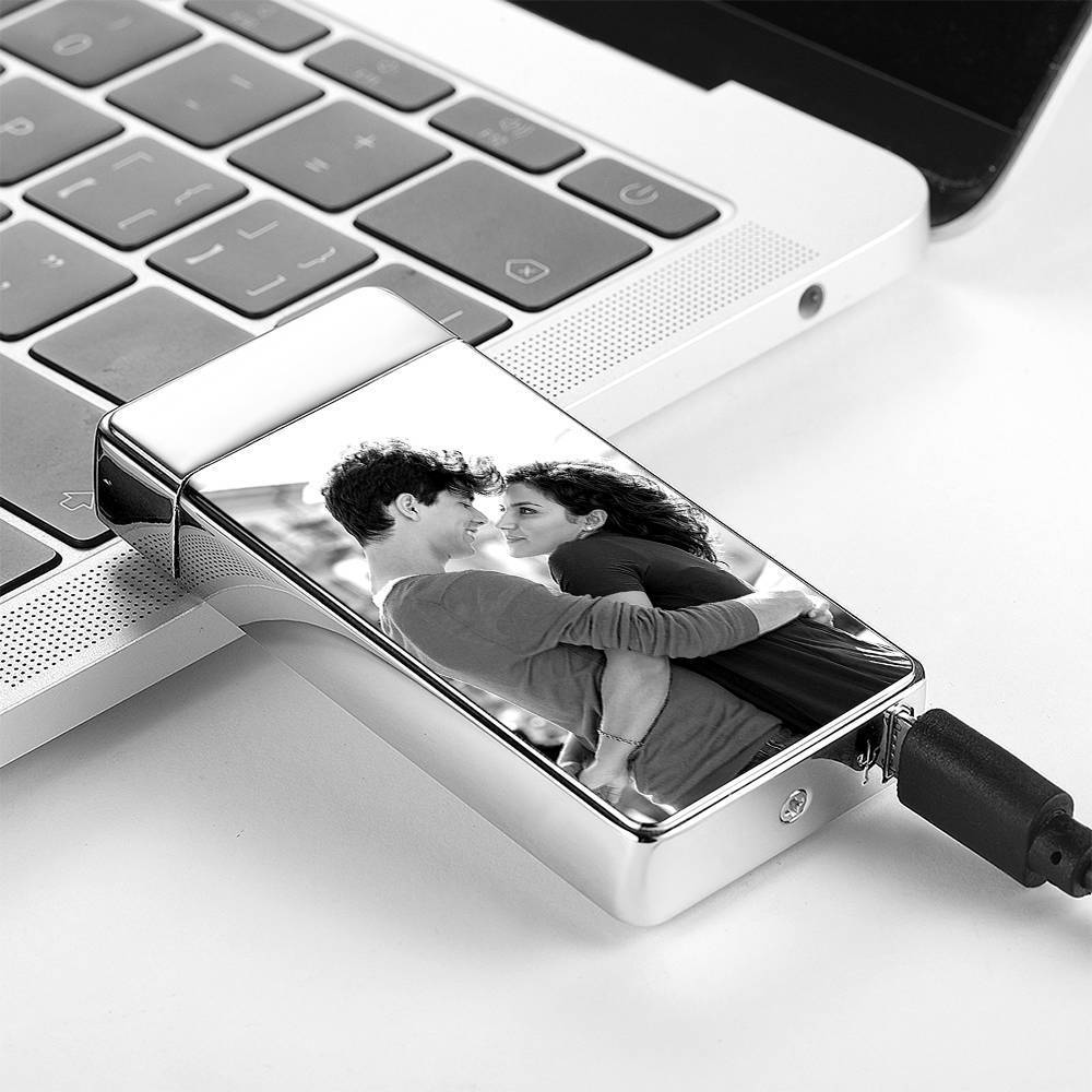 Photo Lighter Custom Photo Engraved Lighter Silver Couple S Gift