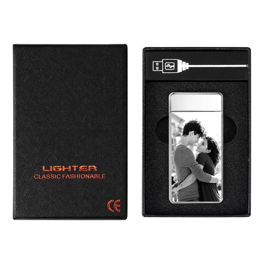Photo Lighter Custom Photo Engraved Lighter Silver Couple S Gift