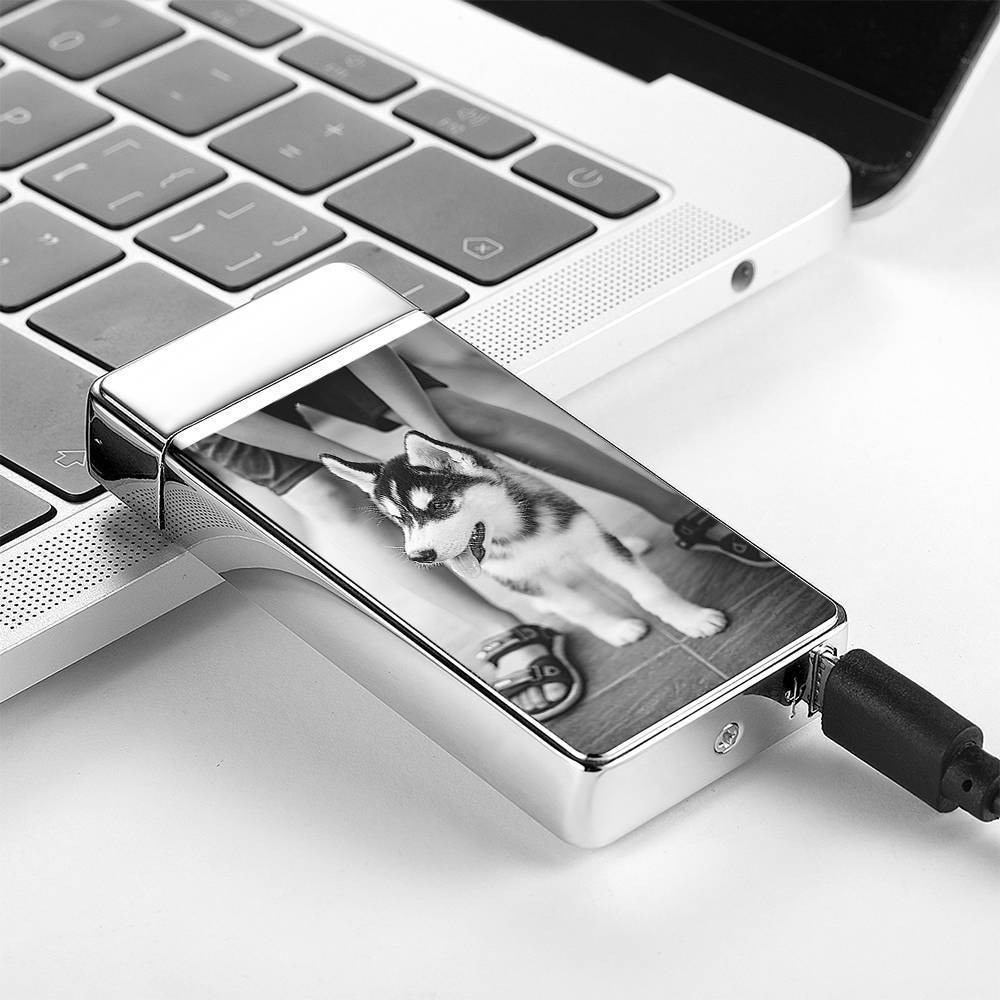 Photo Lighter Custom Photo Engraved Lighter Silver Cute Pet