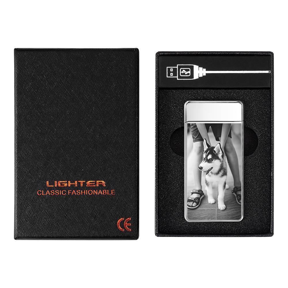 Photo Lighter Custom Photo Engraved Lighter Silver Cute Pet