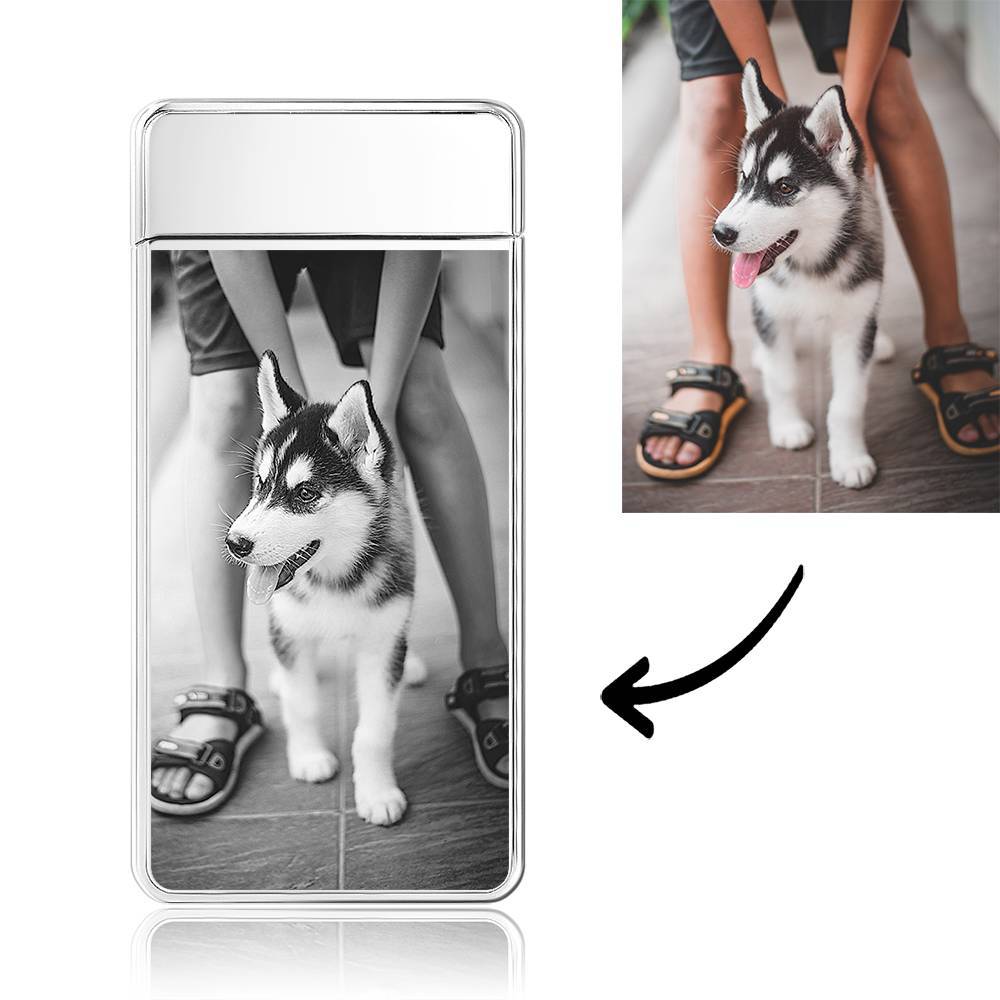 Photo Lighter Custom Photo Engraved Lighter Silver Cute Pet