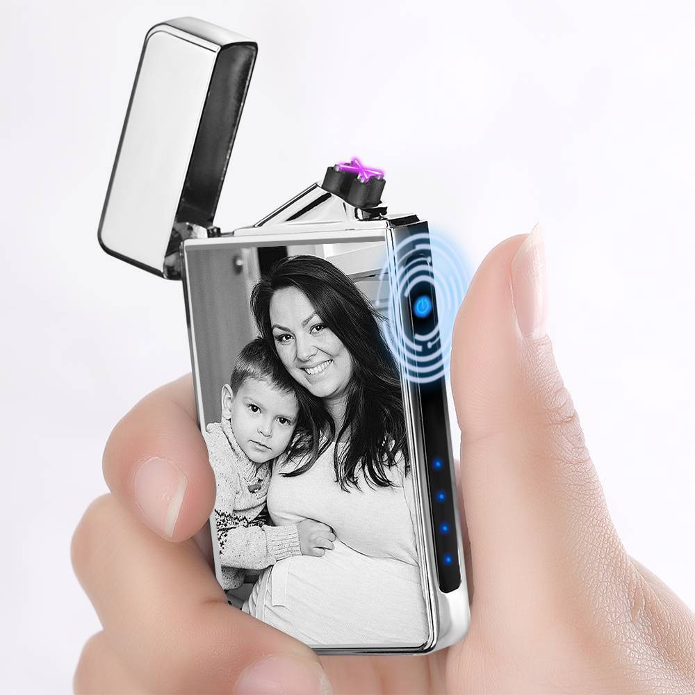 Photo Lighter Custom Photo Engraved Lighter Silver Keepsake Gift