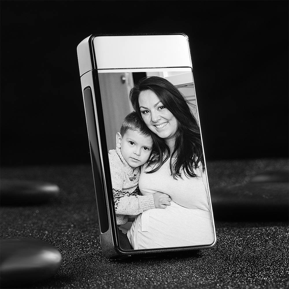 Photo Lighter Custom Photo Engraved Lighter Silver Keepsake Gift