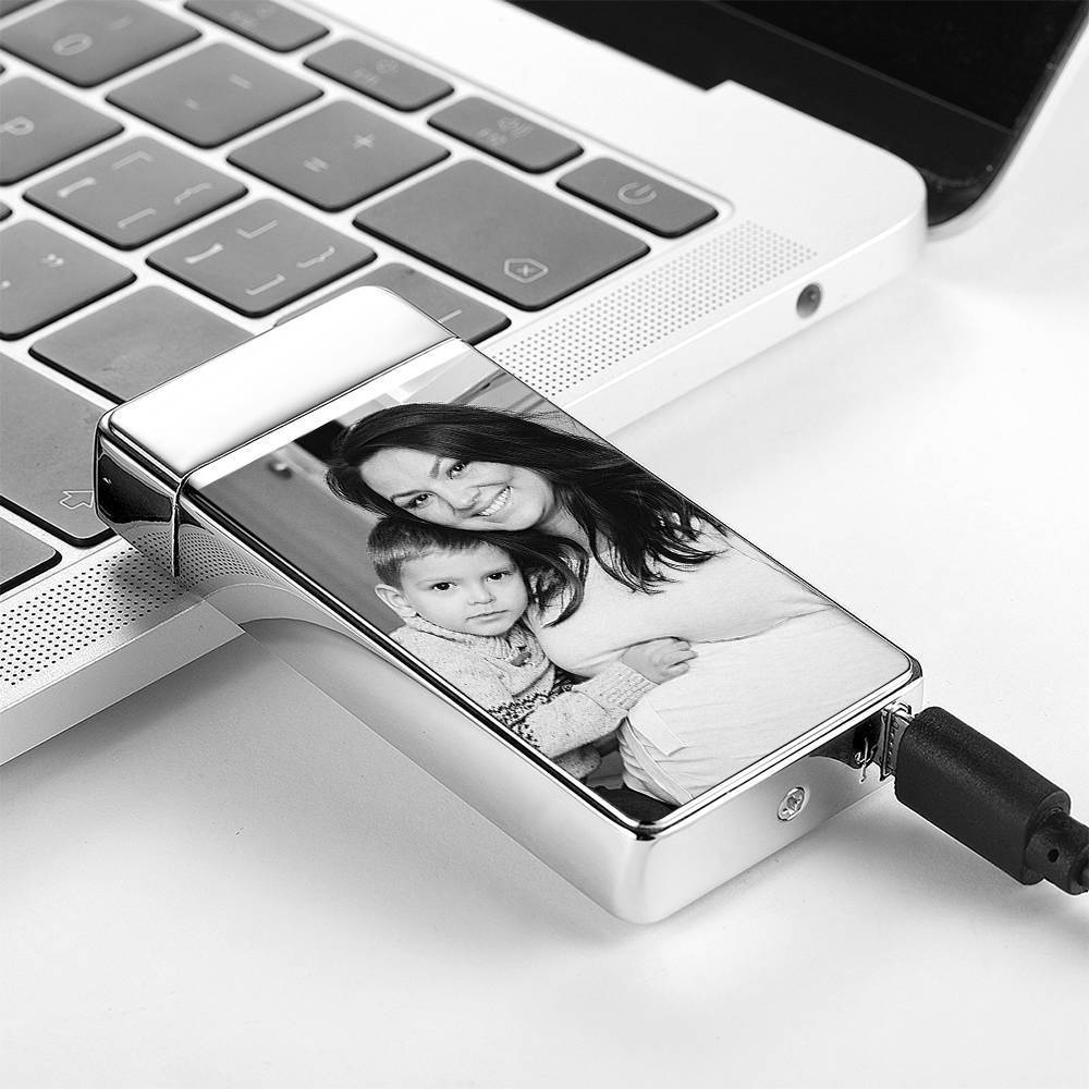 Photo Lighter Custom Photo Engraved Lighter Silver Keepsake Gift