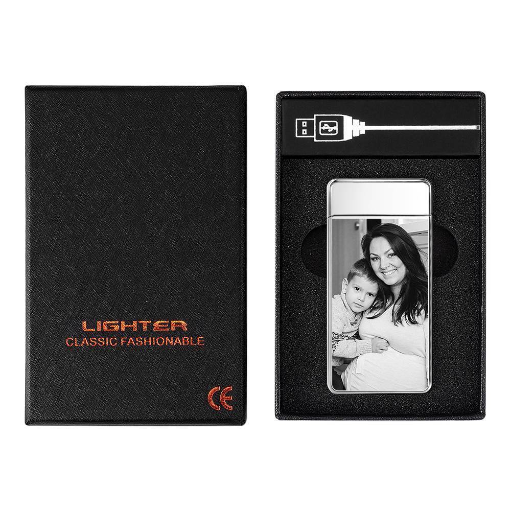 Photo Lighter Custom Photo Engraved Lighter Silver Keepsake Gift