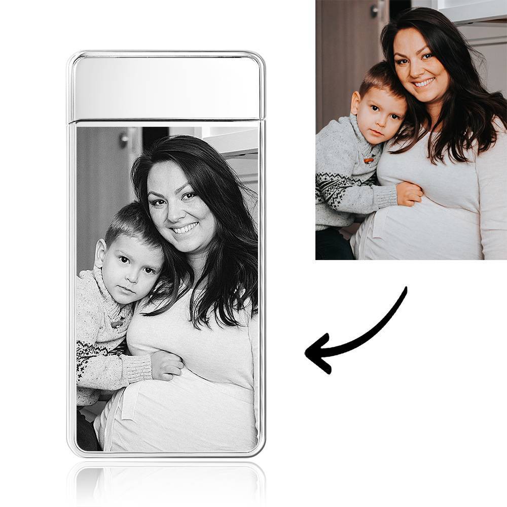 Photo Lighter Custom Photo Engraved Lighter Silver Keepsake Gift