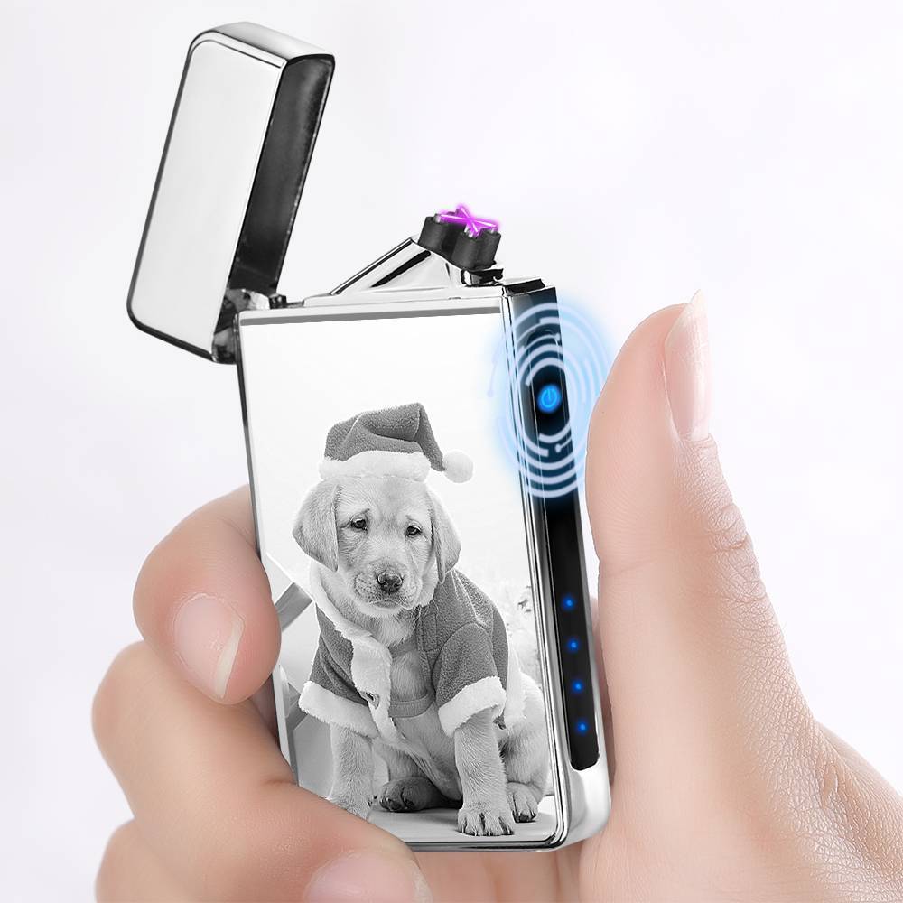 Photo Lighter Custom Photo Engraved Lighter Silver Christmas Gift