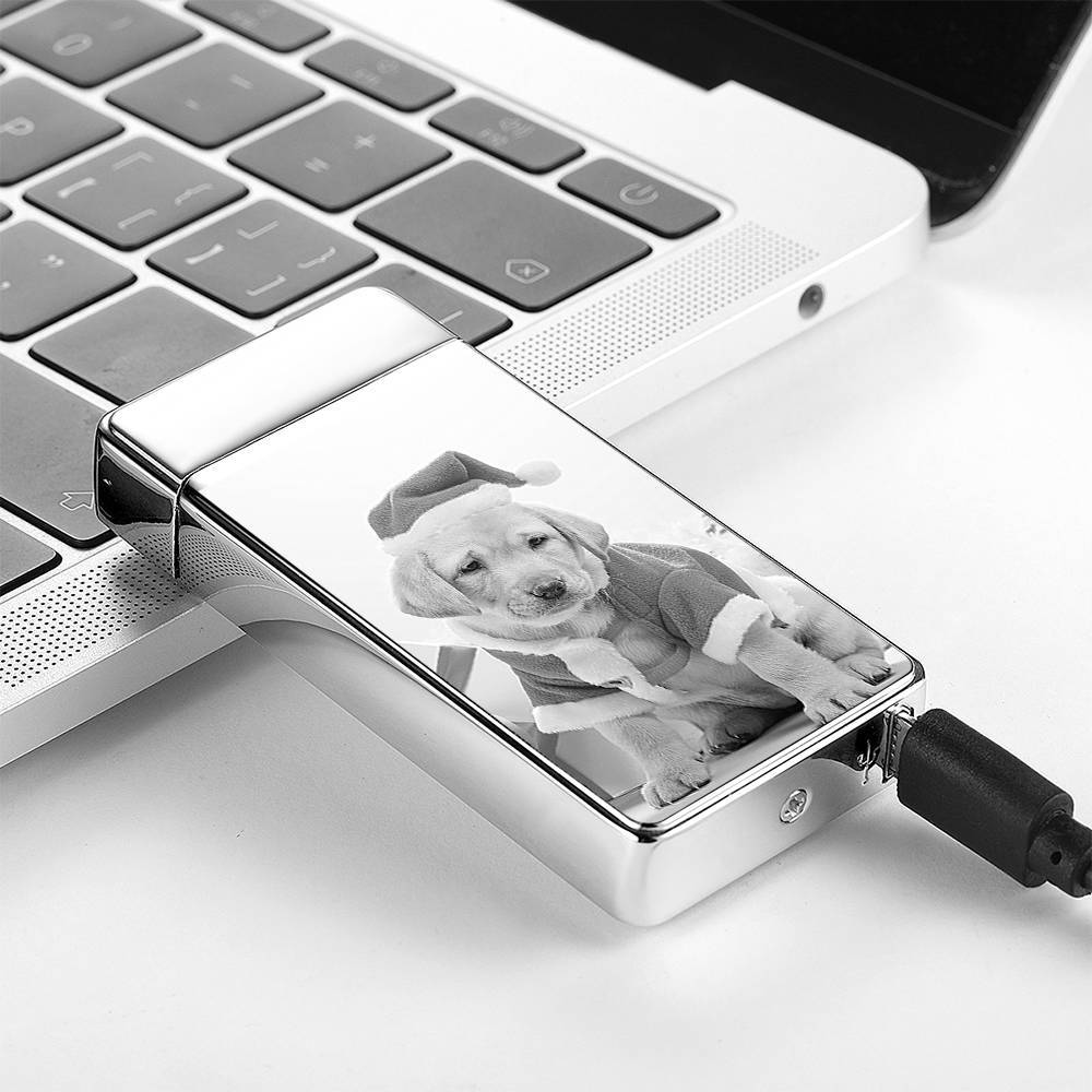 Photo Lighter Custom Photo Engraved Lighter Silver Christmas Gift