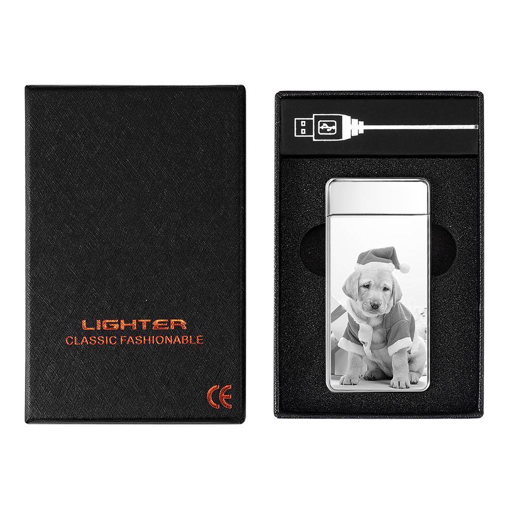 Photo Lighter Custom Photo Engraved Lighter Silver Christmas Gift