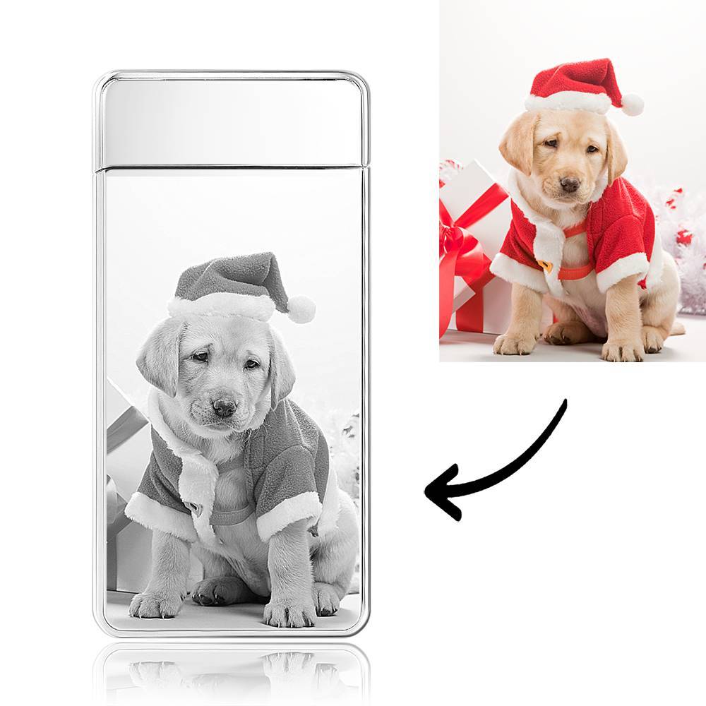 Photo Lighter Custom Photo Engraved Lighter Silver Christmas Gift