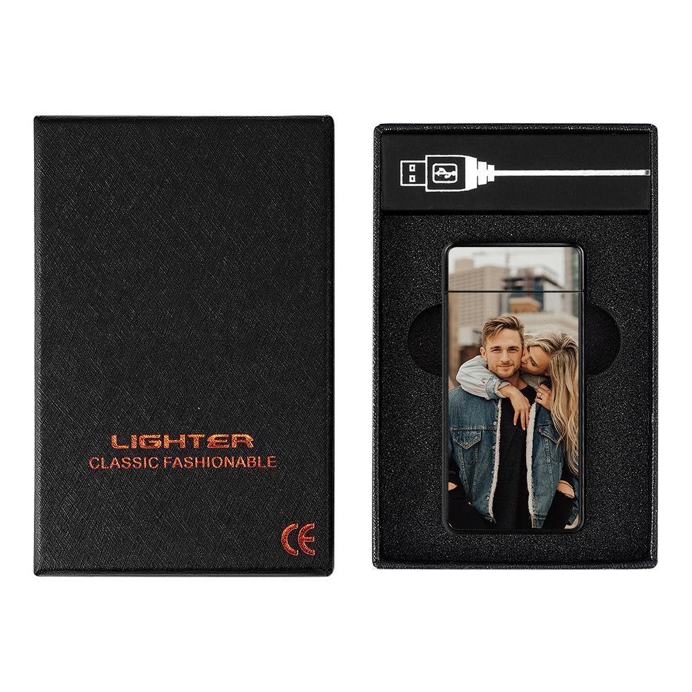 Photo Engraved Lighter Electric Lighter Black Scrub For Him