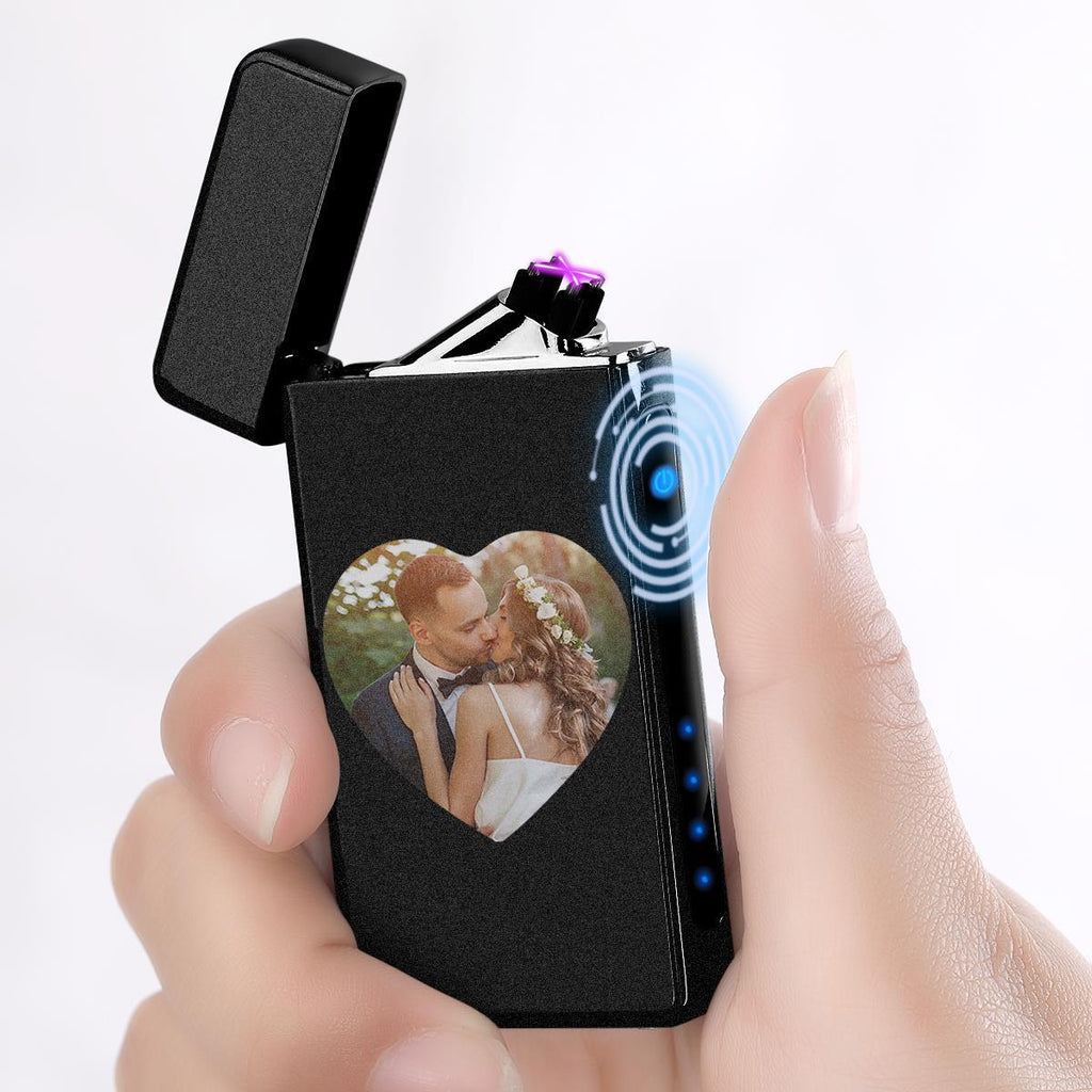 Custom Colorful Electric Cigarette Heart Photo Engraved Lighter USB Power