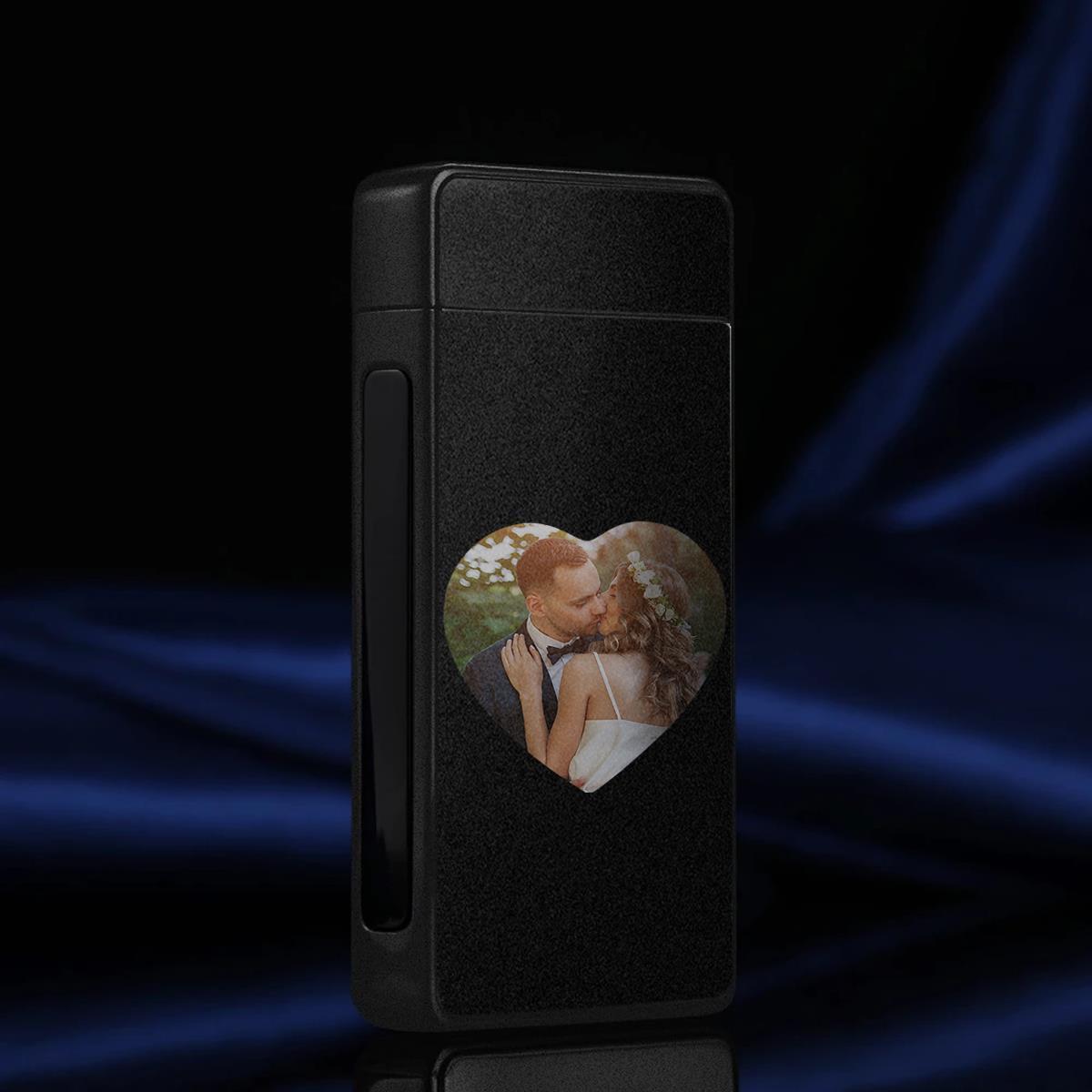Custom Colorful Electric Cigarette Heart Photo Engraved Lighter USB Power