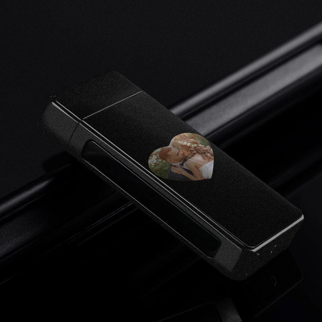 Custom Colorful Electric Cigarette Heart Photo Engraved Lighter USB Power