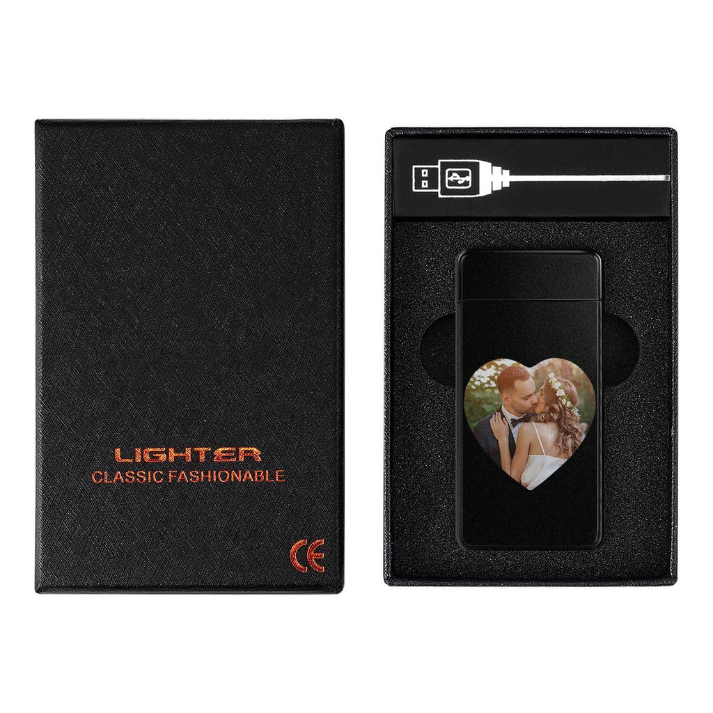 Custom Colorful Electric Cigarette Heart Photo Engraved Lighter USB Power