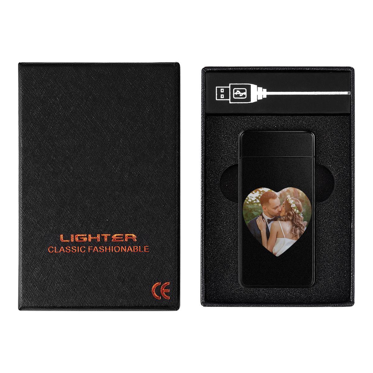 Custom Colorful Electric Cigarette Heart Photo Engraved Lighter USB Power