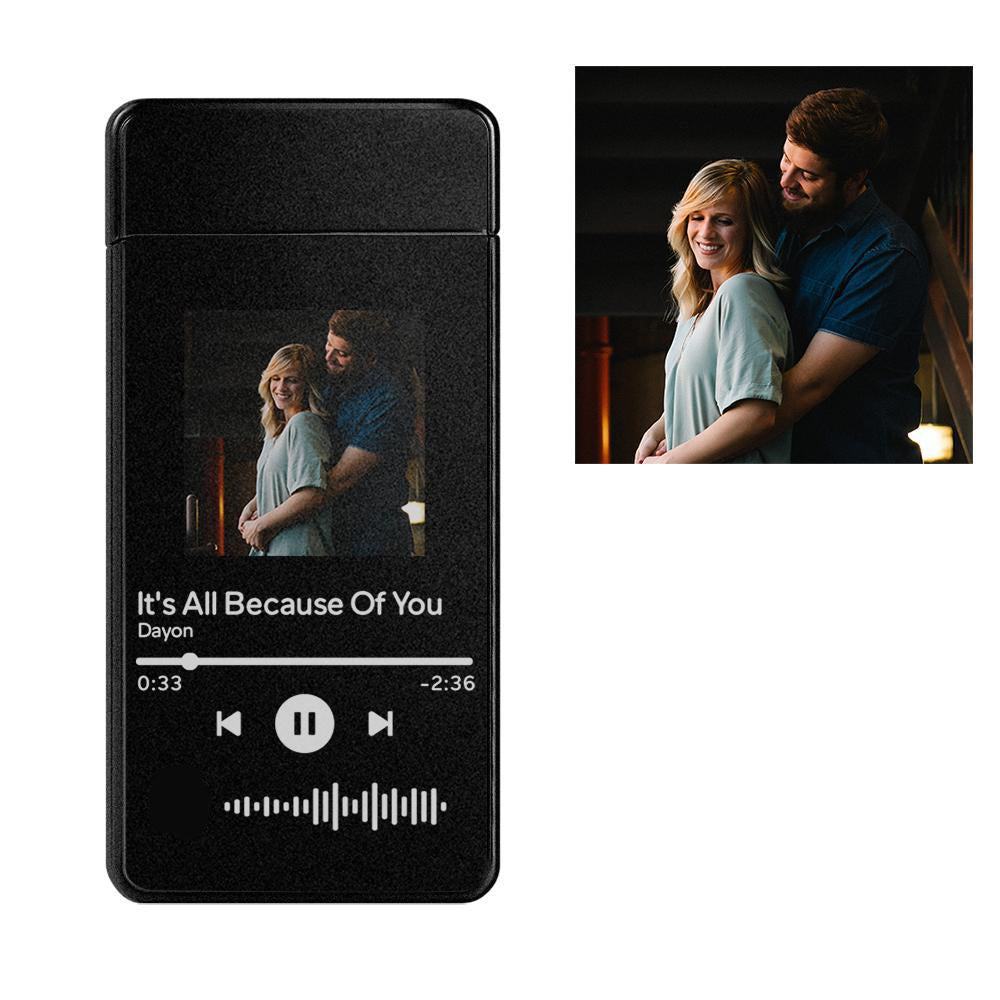 Scannable Custom Music Code Lighter Engraved Music Song Photo Lighter Gifts for Him