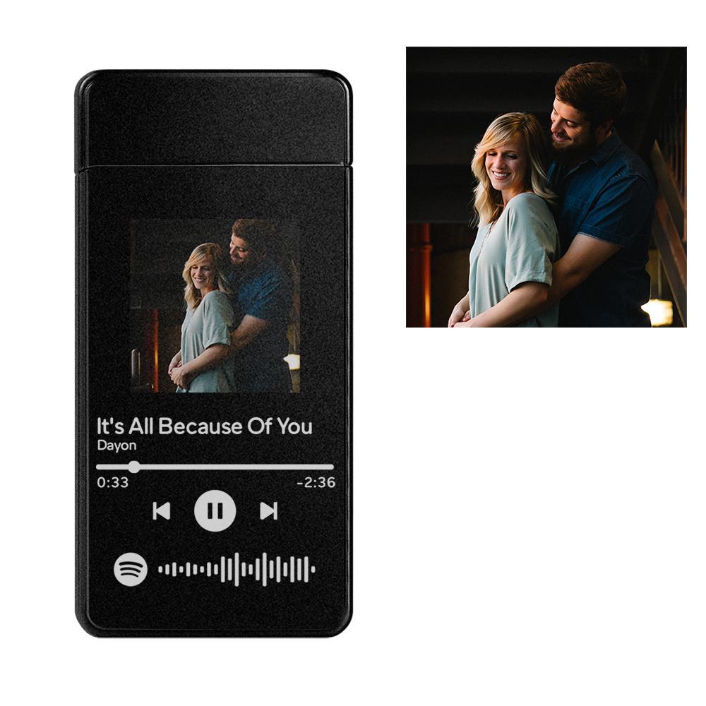 Scannable Custom Spotify Code Lighter Engraved Music Song Photo Lighter Gifts for Him