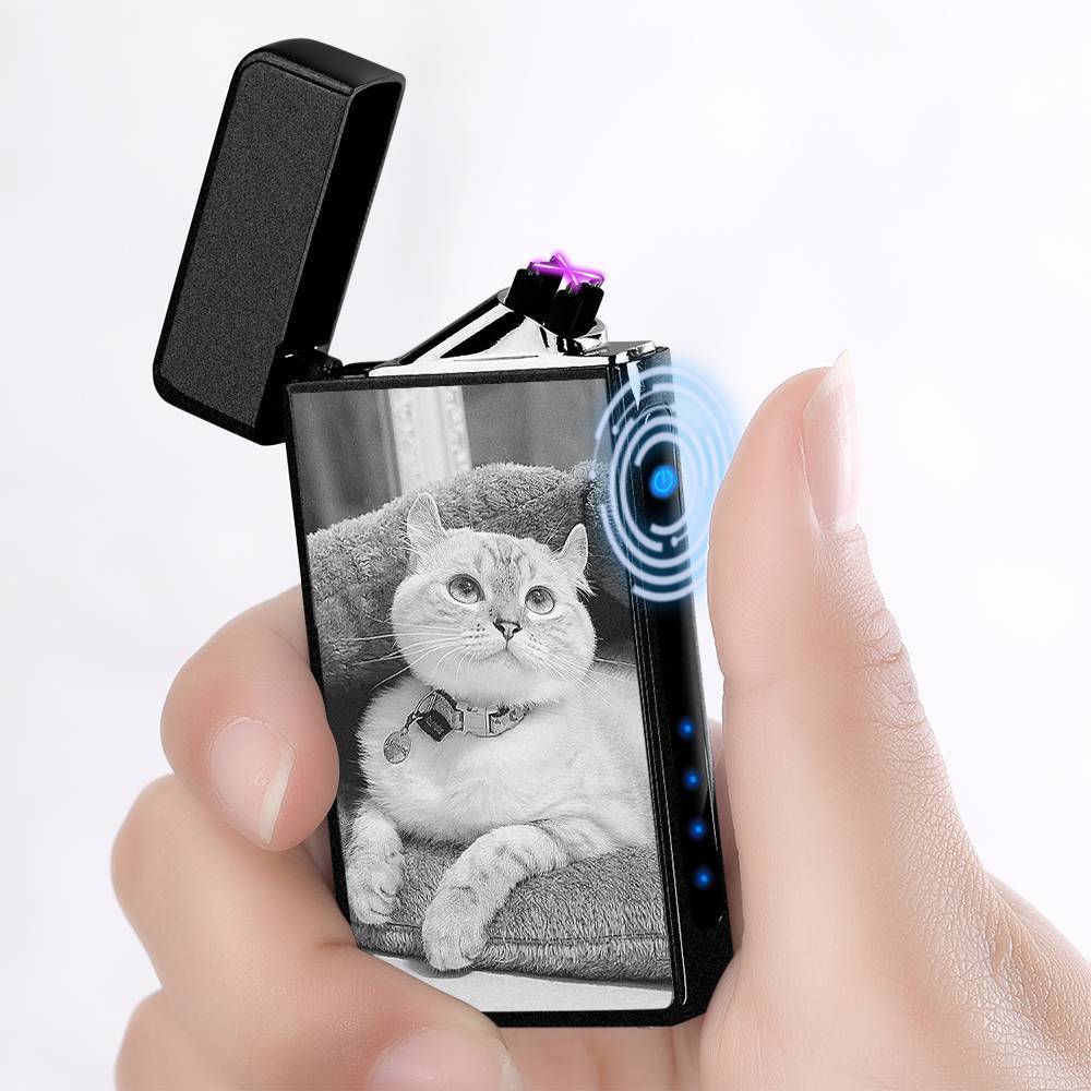 Photo Lighter With Engraving Electric Lighter Black Scrub Cute Pet