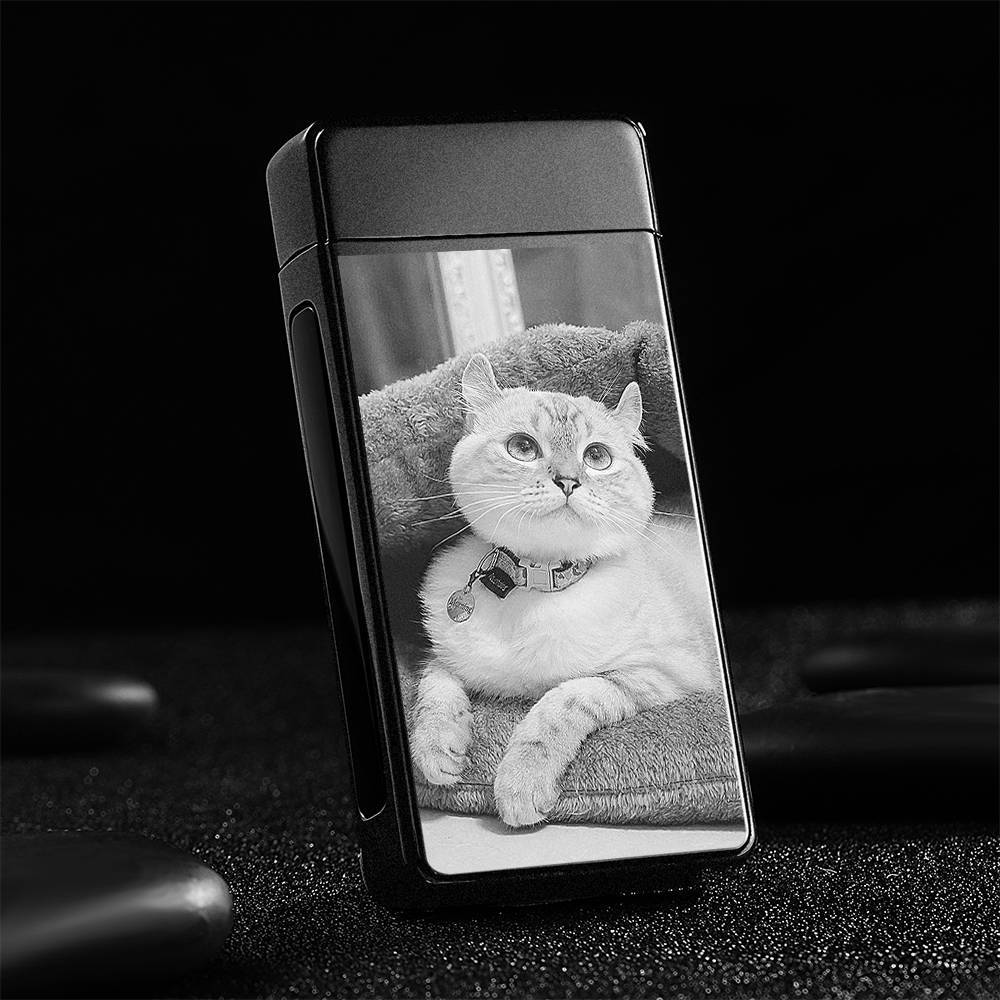 Photo Lighter With Engraving Electric Lighter Black Scrub Cute Pet