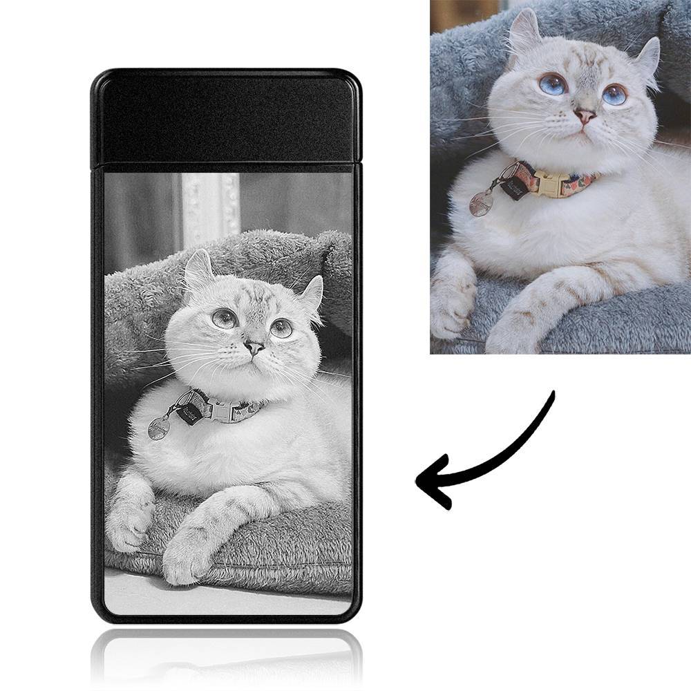 Photo Lighter With Engraving Electric Lighter Black Scrub Cute Pet