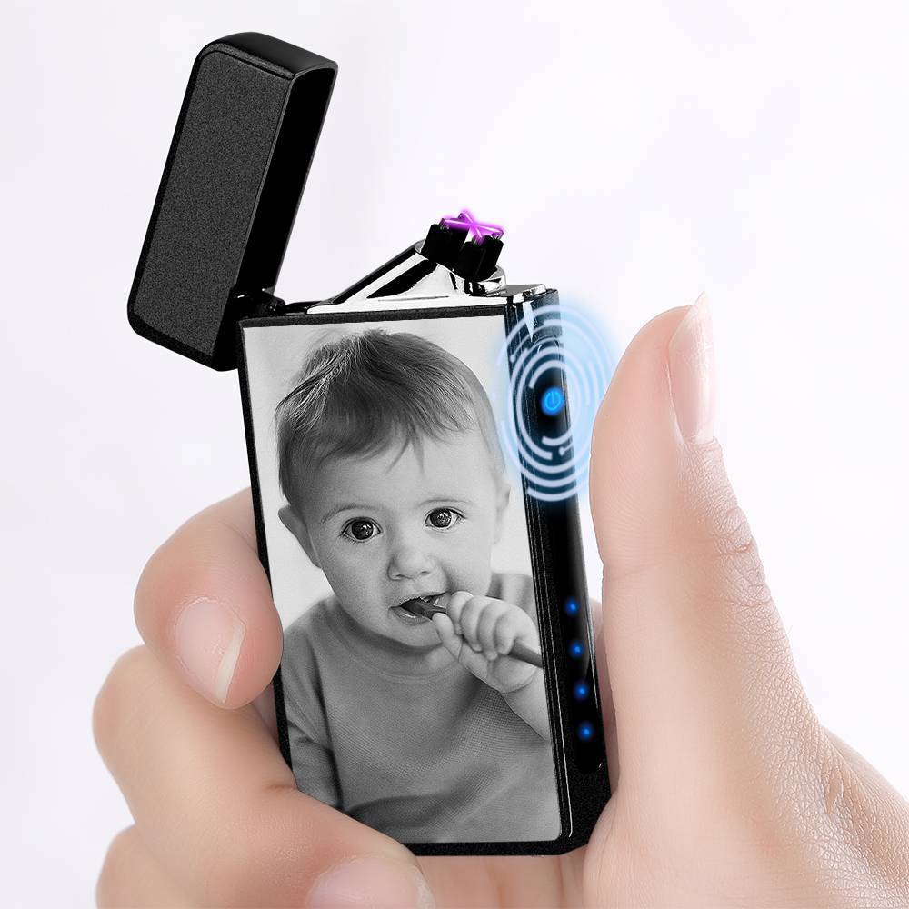Photo Lighter With Engraving Electric Lighter Black Scrub Memorial Gift