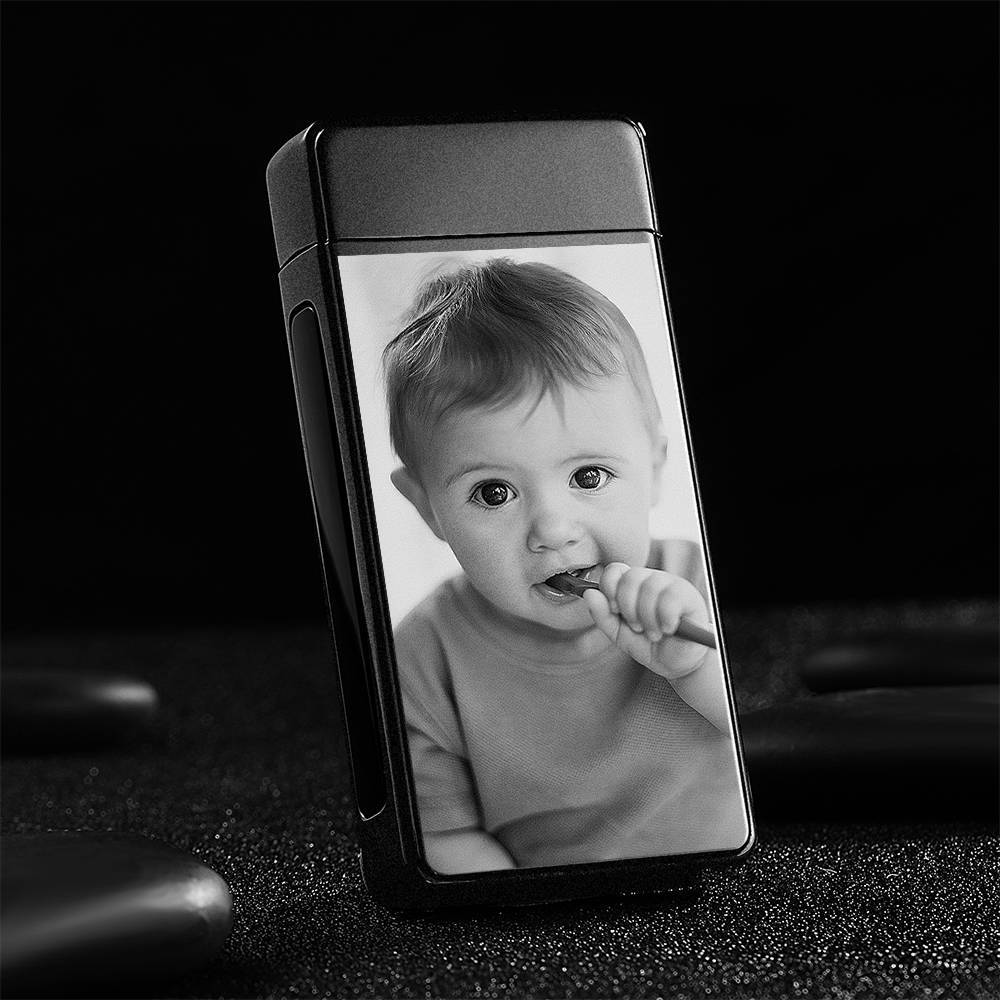 Photo Lighter With Engraving Electric Lighter Black Scrub Memorial Gift