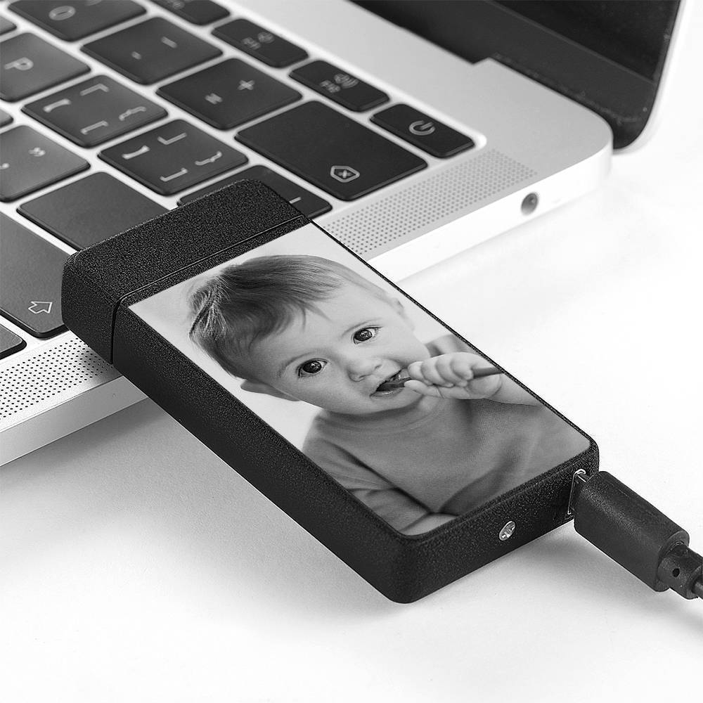 Photo Lighter With Engraving Electric Lighter Black Scrub Memorial Gift