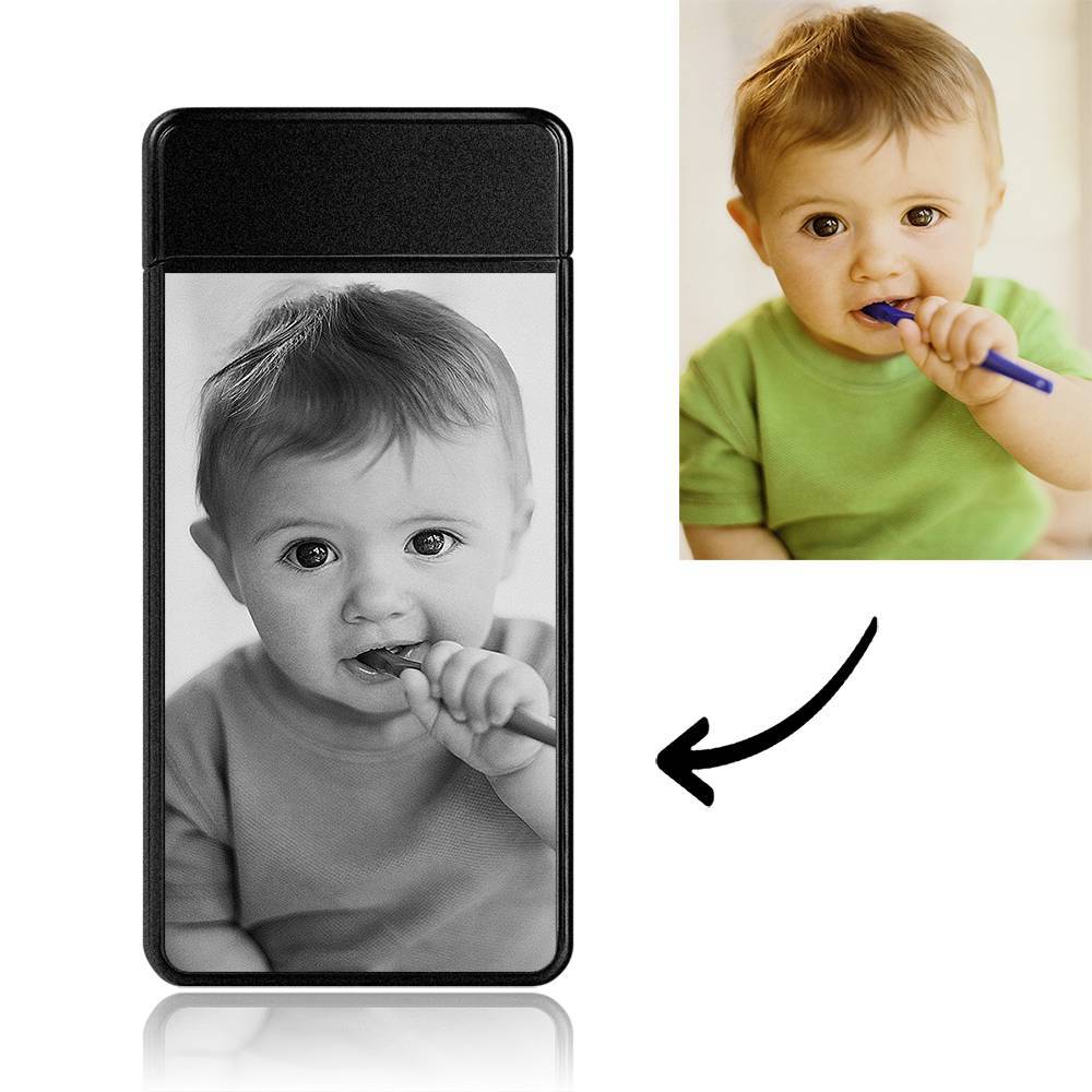 Photo Lighter With Engraving Electric Lighter Black Scrub Memorial Gift