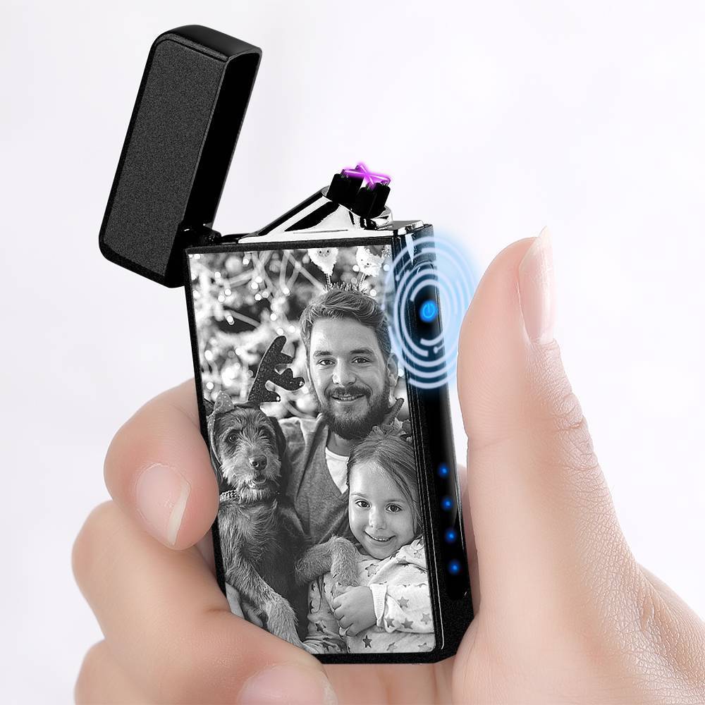 Photo Lighter With Engraving Electric Lighter Black Scrub Christmas Gift