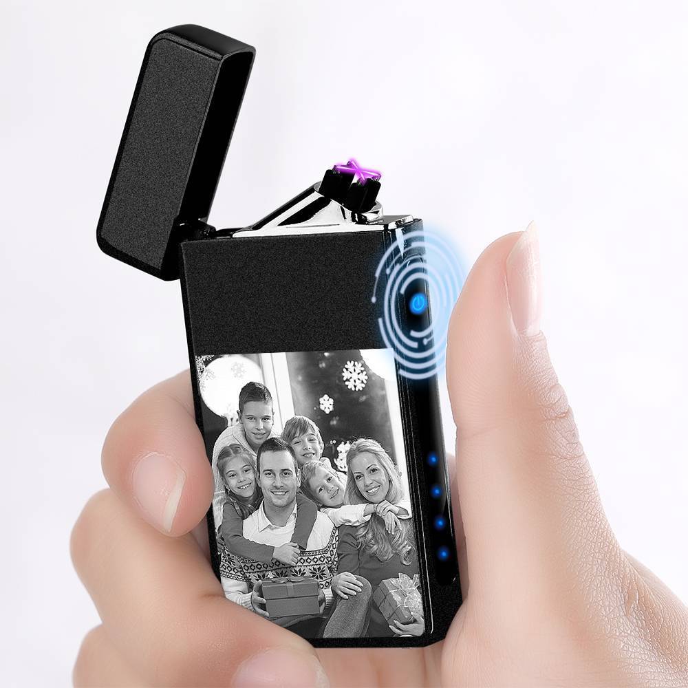 Christmas Gift Photo Lighter With Engraving Electric Lighter Black Scrub