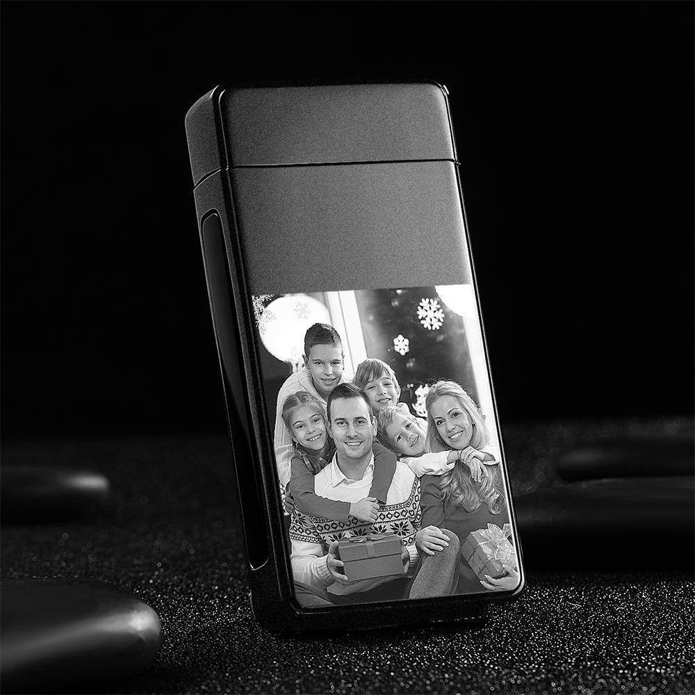 Christmas Gift Photo Lighter With Engraving Electric Lighter Black Scrub